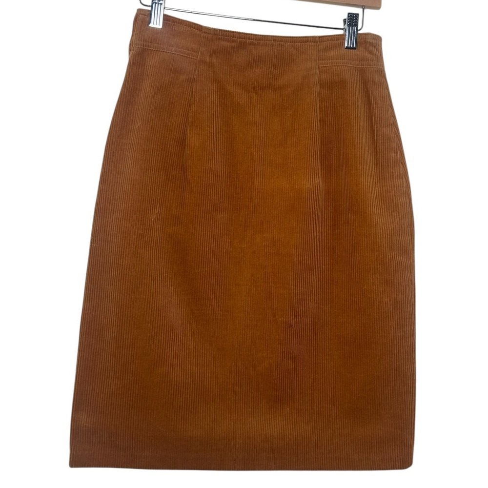 YVES SAINT LAURENT Variation VTG 80s 90s Corduroy Pencil Skirt Camel Brown EU 38 - Picture 5 of 16